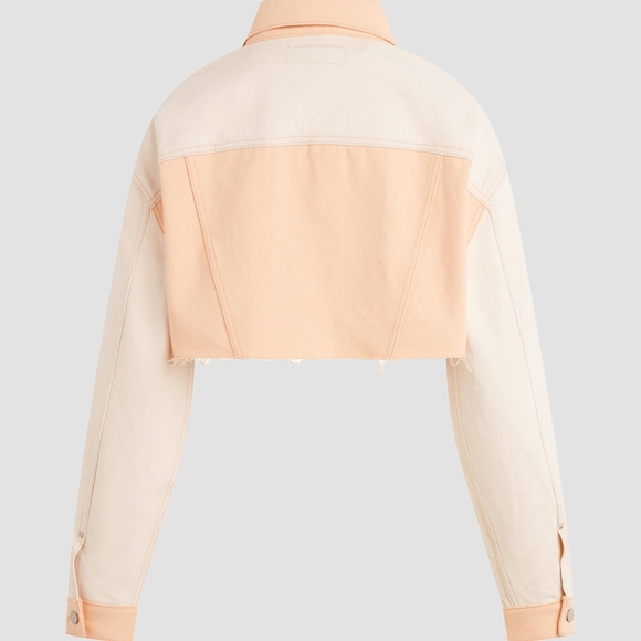 Hudson Jeans Orange and Cream Cropped Jean Jacket - Picture 5 of 6